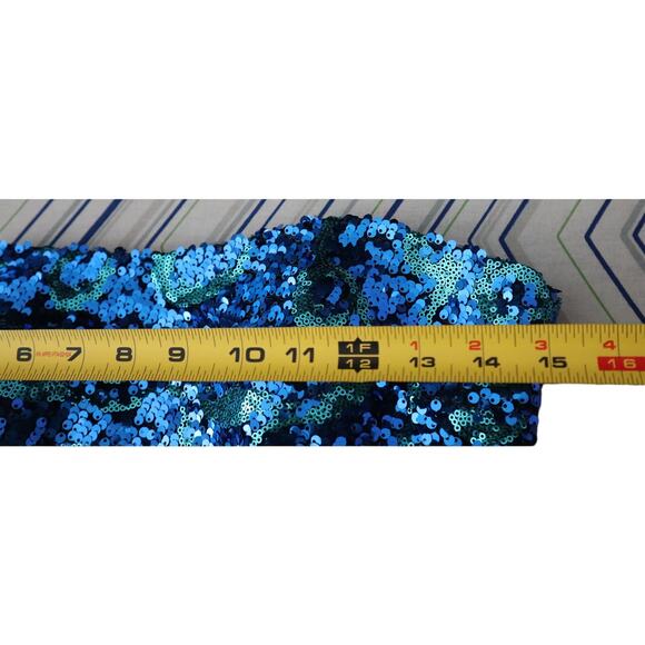 Vienna Blue Strapless Dress Sequin Chiffon Tiered Ruffled Bottom Hi Low Gown 6 - Picture 11 of 14